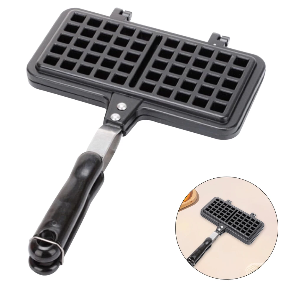 Obdĺžnikový kempingový výrobca vaflových výrobcov Belgiánového vafle Waffle Maker Machine Cast hliníkovej vafle na rodinné raňajky pečenie