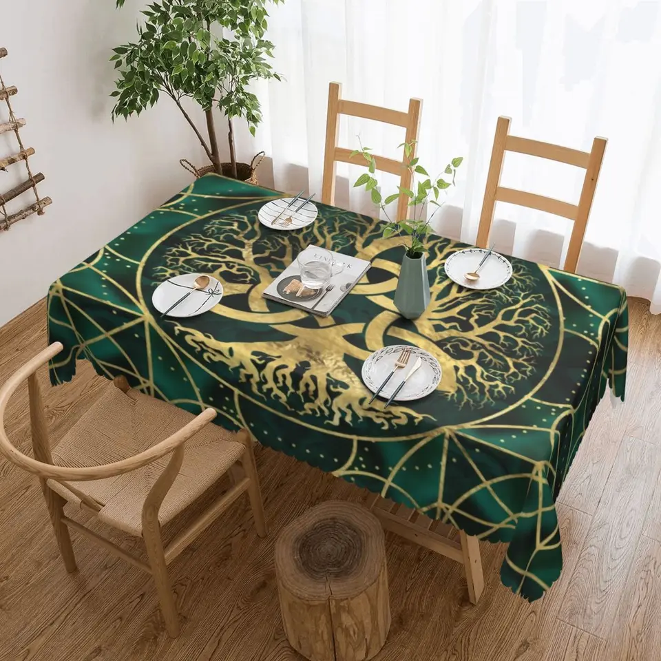 Obdĺžnikový vodotesný olejový strom života s obrusmi Triquetra Table Table 45 