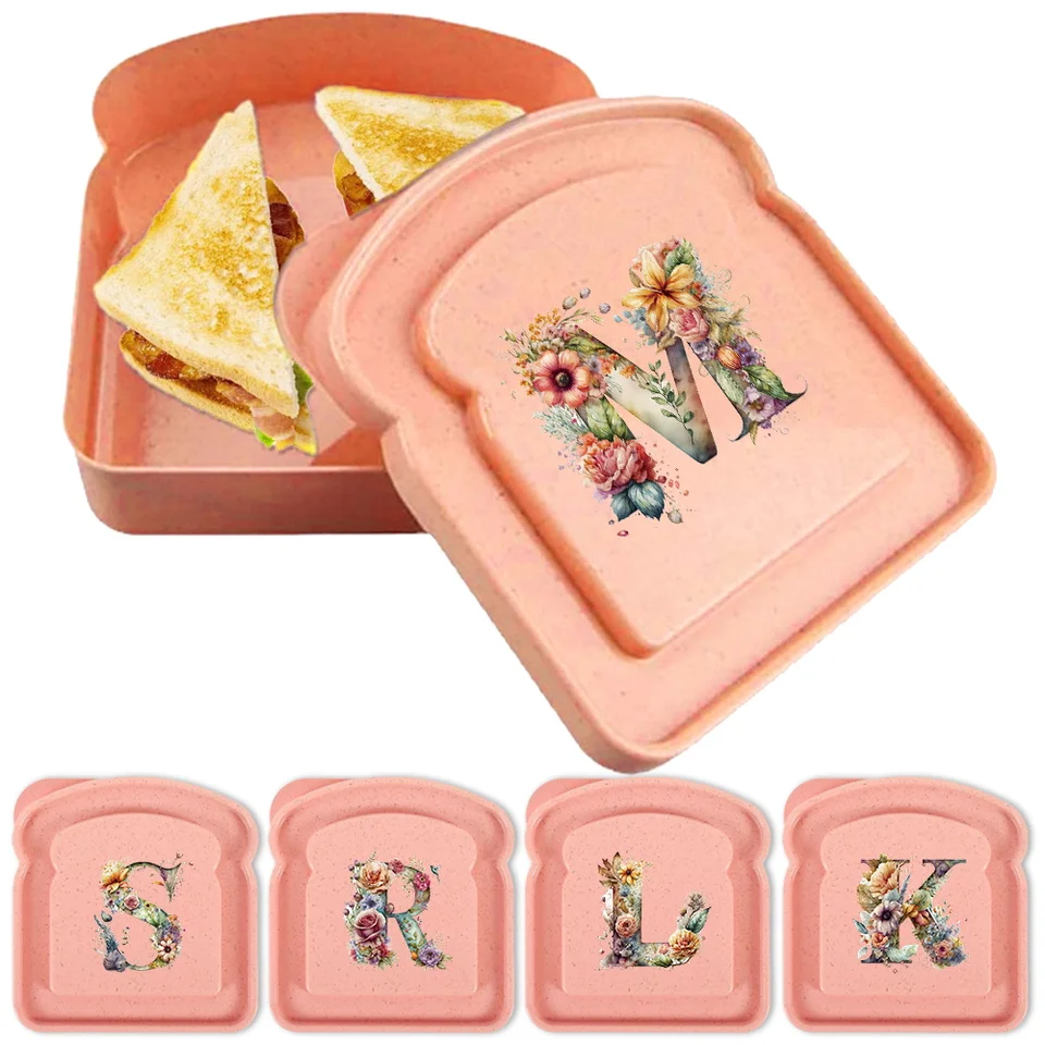 Obed toast box chlieb s vekom Organizátor Prenosný sendvič bento puzdro vonkajšie skladovacie tašiek Food Obtajner kvetinový list vzor