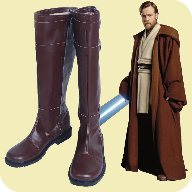 Obi-wan kenobi cosplay topánky Ženy Men hviezdy Obi-wan kenobi cos hnedé anime módne cosplay topánky