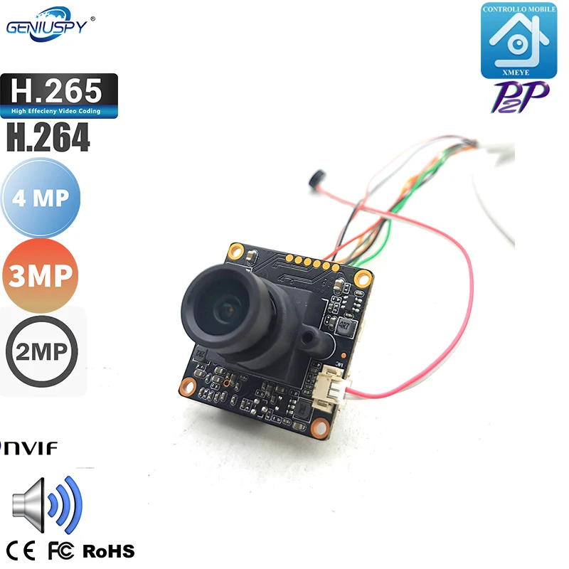Objektív HD 1080p 32x32 mm malá veľkosť H.264 alebo H.265 4MP 3MP 2MP Modul IP Camera P2P na VIF Support NVR s Audio & LAN Káblov