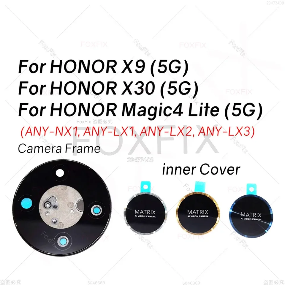 Objektív zadnej kamery pre Honor X9 5G Magic4 Lite X30 5G Zadný sklenený kryt fotoaparátu s výmenou rámu Any-NX1 LX1 LX2 LX3