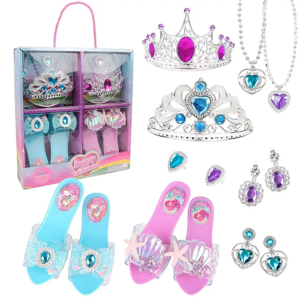 Oblečenie hračky Girl Glass Slipper Náušnice Náušnice hračky na šperky sada darčekov, ako narodeniny, Halloween, darček chrismas