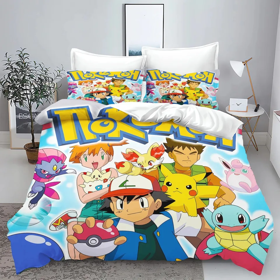 Obliečka na obliečka na obliečka Pikachu, pokémon karikatúra tlačí sada 3D, veľký kráľ chlapec