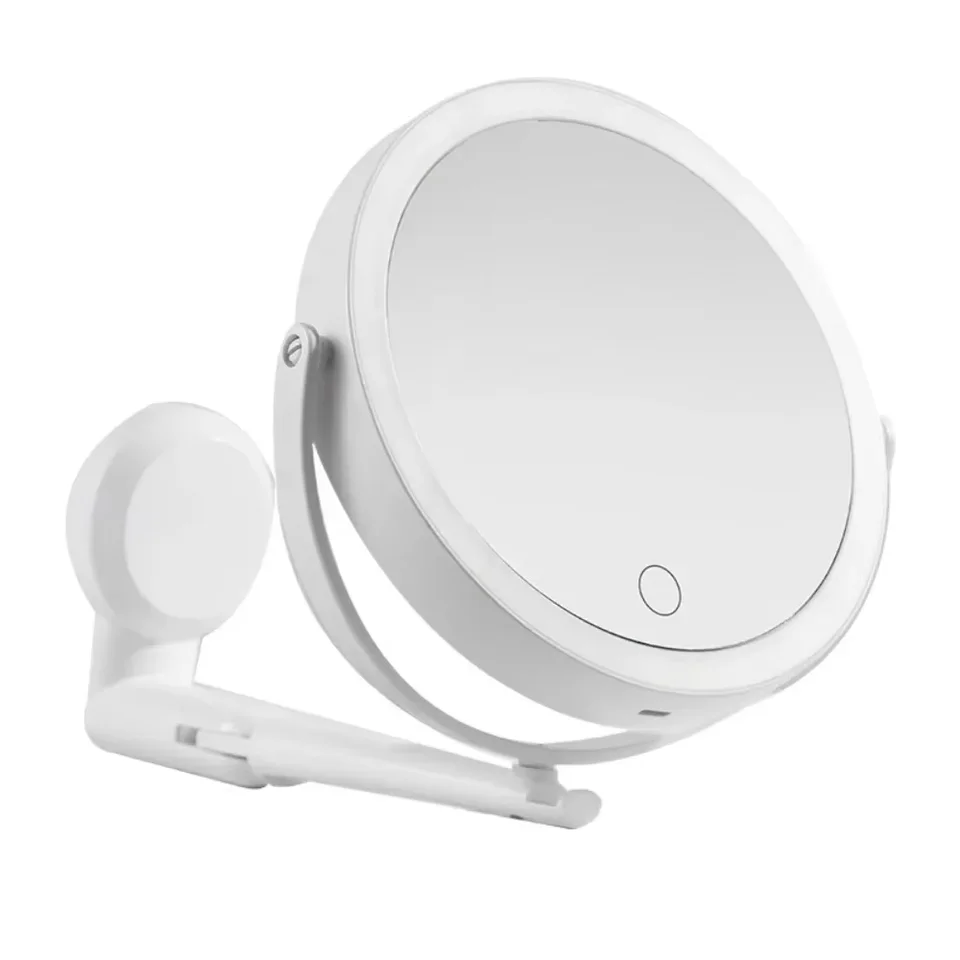 Obojstranná stena LED Vanity Kozmetické zrkadlo s dotykovou obrazovkou Zložiteľné stmievanie zrkadla USB nabíjanie 360 ​​Rotácia kúpeľne
