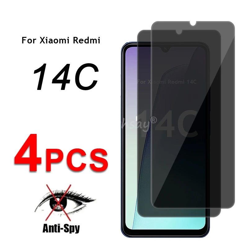 Obrazovka na súkromie pre sklo pre Xiaomi Redmi 14C Glass Anti-Spy Protector Flim Redmi 14C Temperované sklo Flim Redmi 14C Screen Flim