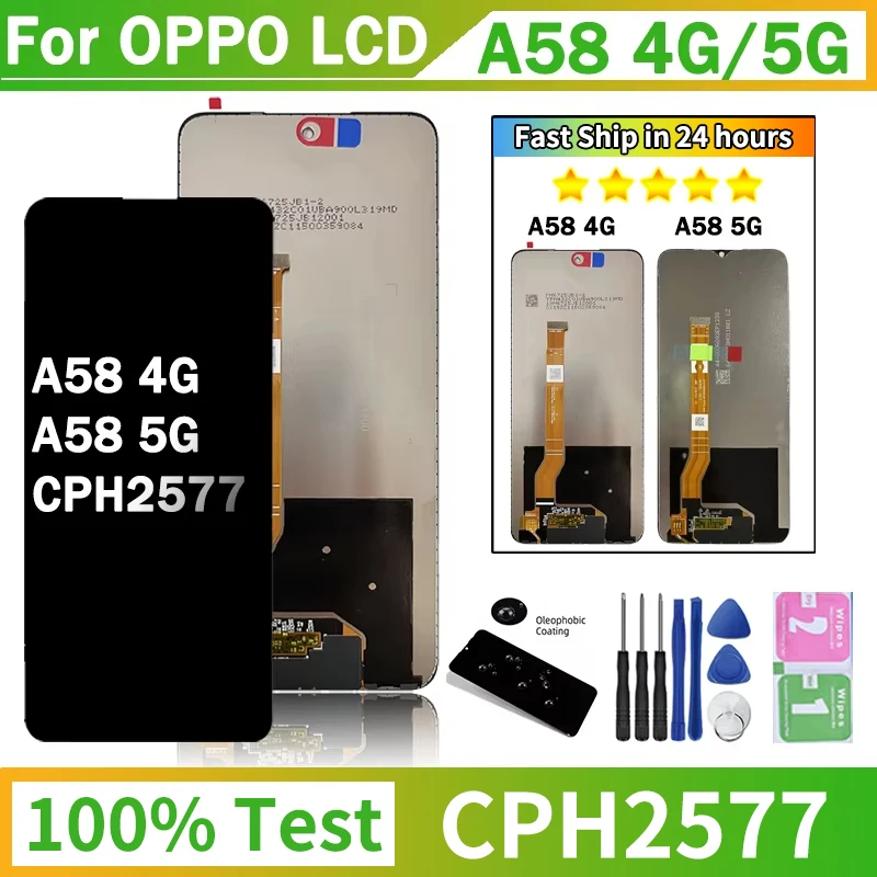 Obrazovka OEM A58 pre OPPO A58 4G LCD CPH2577 DISPONT DISPONTIVER DIGITÁRU DIGITÁZIA OPPO A58 5G DISPLET S RÁM