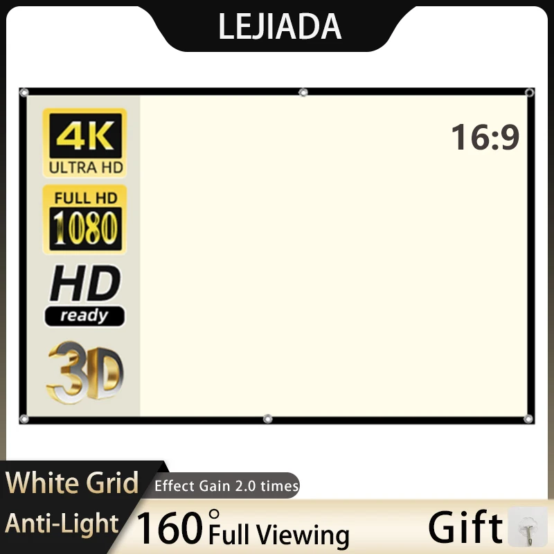 Obrazovka projektora LeJiada Biela mriežka Anti-Light 160 ° Prenosná reflexná látka prenosnú reflexnú handričku