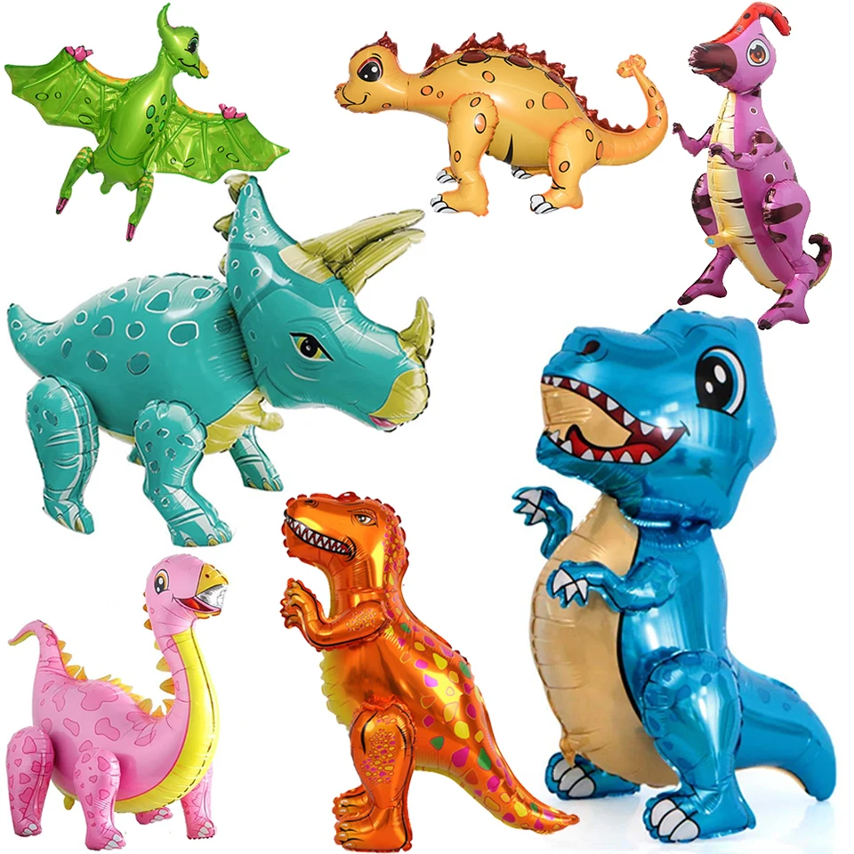 Obrovská fóliová dinosaurus Self Stock Balones for Kids Boys Girls Girls Happy Dino Birthday Party