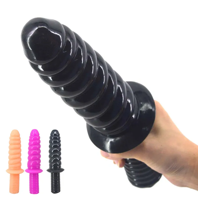Obrovské špirálové čierne dildo butt zástrčka masturbátor Anal dildo Žiadne vibrátory Veľké análne zástrčka s hračkami rukoväte sexuálne hračky pre ženy lesbičky