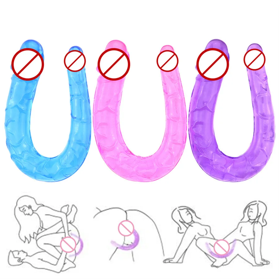 Obrovský dvojhlavý penis realistický dildo análny zadok plug ženský masturbátor g Spot klitoris stimulátor erotické sexuálne hračky pre ženy