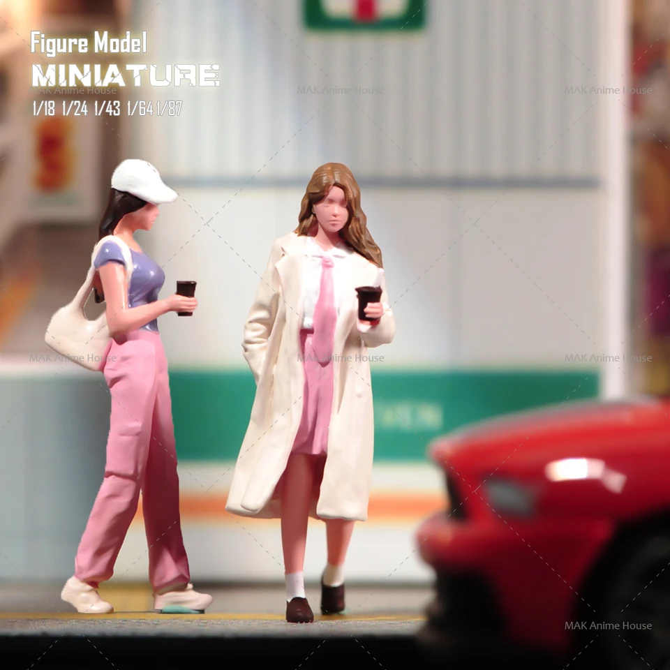 Obrázky miniatúr 1/87 1/64 1/43 1/24 1/18 Módna káva Pitie krásy chôdza Model Model kreatívne scénické hračky