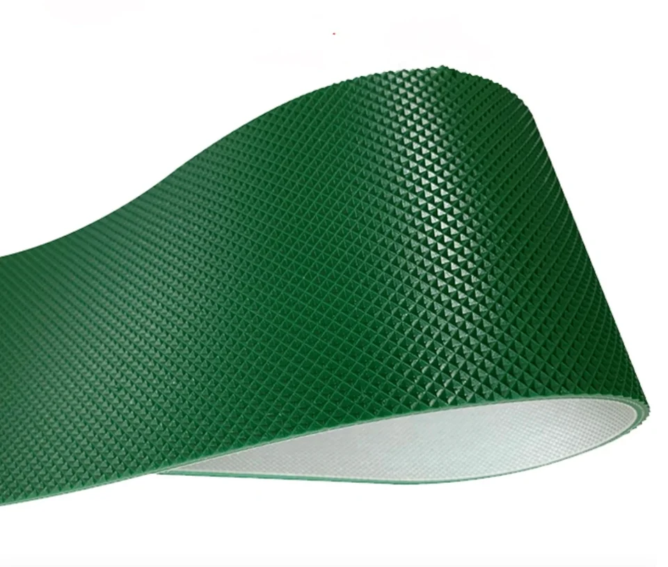 obvod 760x170x2mm PVC zelený diamantový vzor mriežky štvorcový dopravný pás