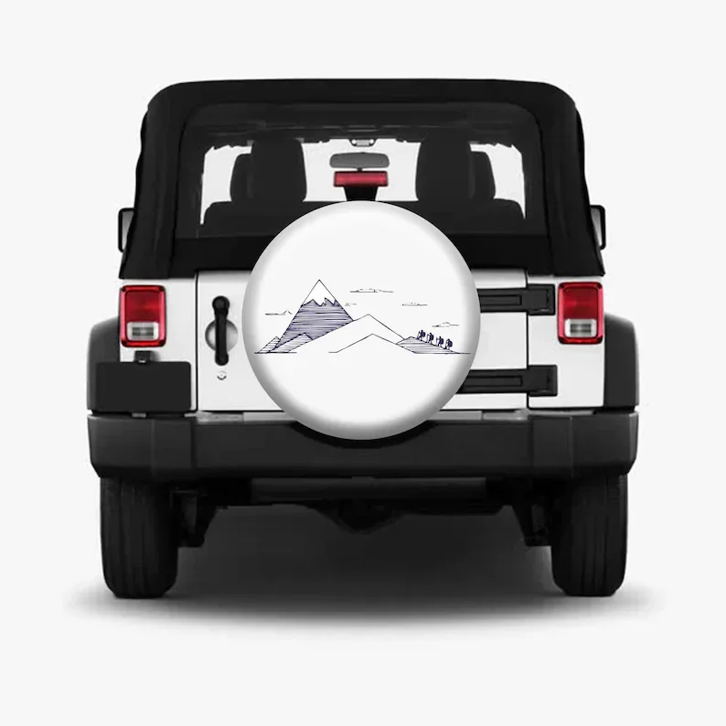 Obálka náhradných pneumatík, dekorácia automobilov pre nadšencov horolezcov, kryt pneumatík Wrangler Suv RV, prispôsobený obal na mieru pneumatík na mieru