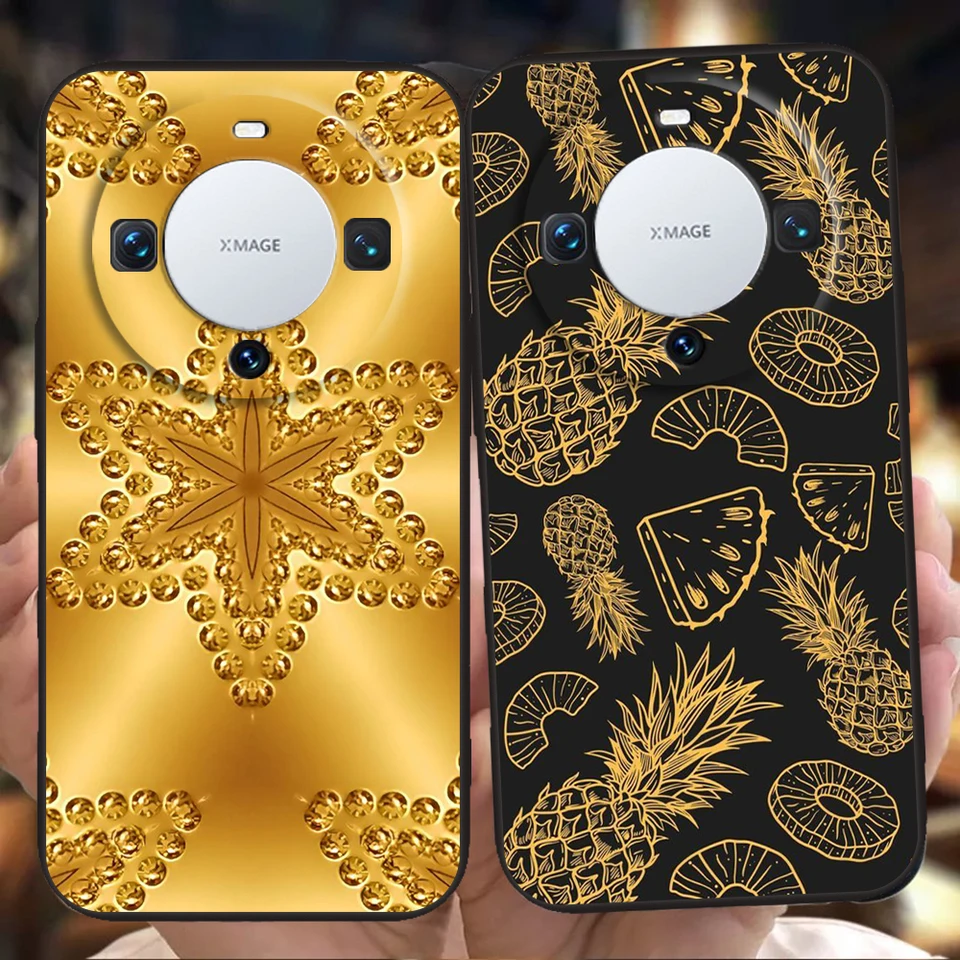 Obálka telefónu so zlatou fóliou pre telefóny pre Huawei Mate 60 Pro P50 P50 P30 P20 P10 P SMART Y6 Y7 Y9 PLUS SILICONE FONDAS SHELL CAPAS BAGS