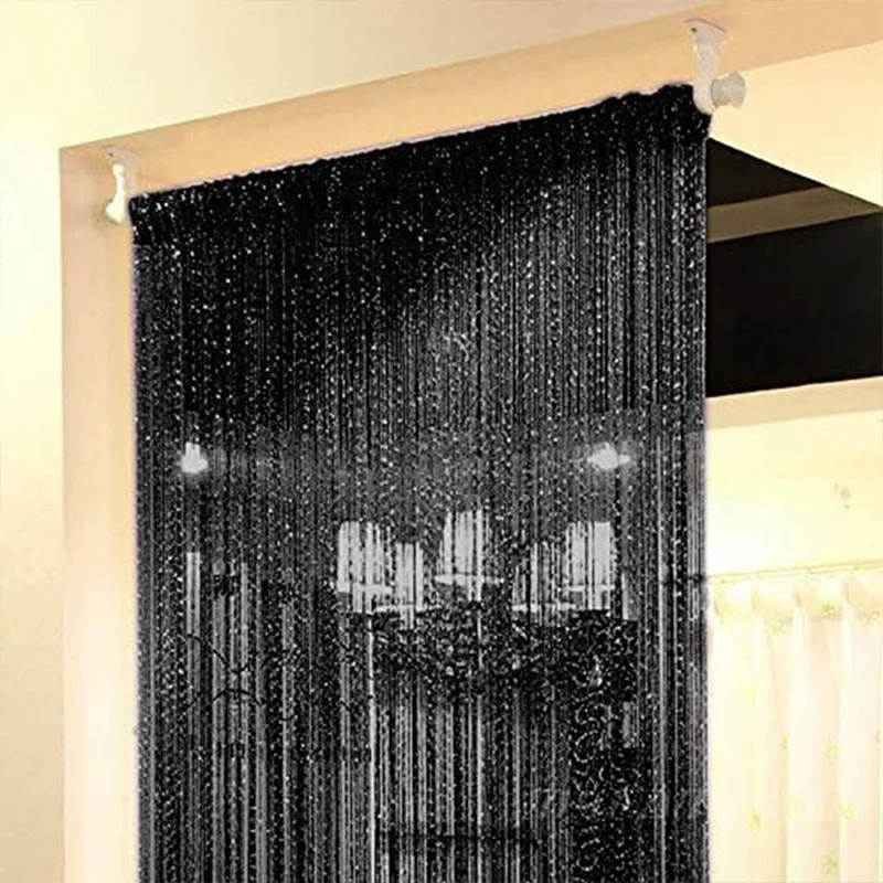 Obývacia izba String Curtain Shiny Tassel Strieborná čiara Cortinas Slid Color Window Window Dvere Dvere Delider Outtain