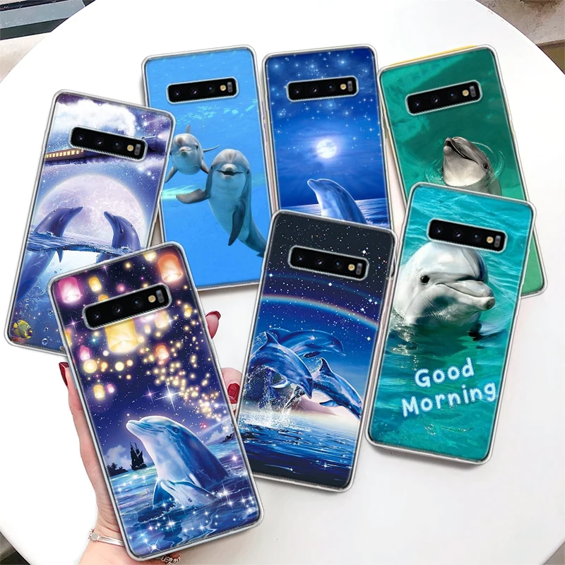 Ocean Animal Cuce Dolphin Coque Pase pre Samsung Galaxy S24 S23 Ultra S22 S21 S20 Fe S10 Plus S10E S9 S8 + Lite Soft Cover Cover
