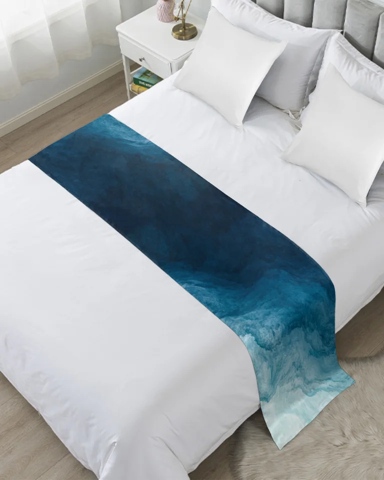 Ocean Beach Gradient Waves Soft Bed Runner Domov Hotel stôl dekor posteľ vlajka svadobná spálňa posteľ chvost uterák