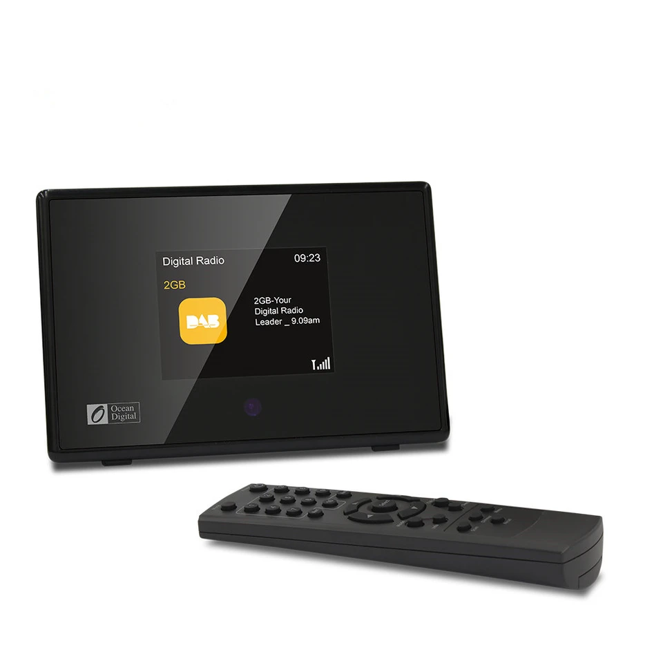 Ocean Digital DAB-01C8 DAB+ FM BT Bluetooth OCLOK Rádio odosielateľ viacerých jazykových menu iba linkovaný/aktívny reproduktor