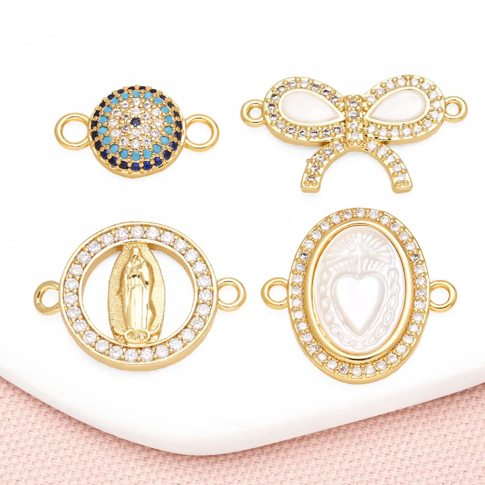 Ocesrio biele krištáľové skloviny Kúzla uzol pre náramok Gold Gold Cz Virgin Mary Accesorios de Joyerría CHMA290