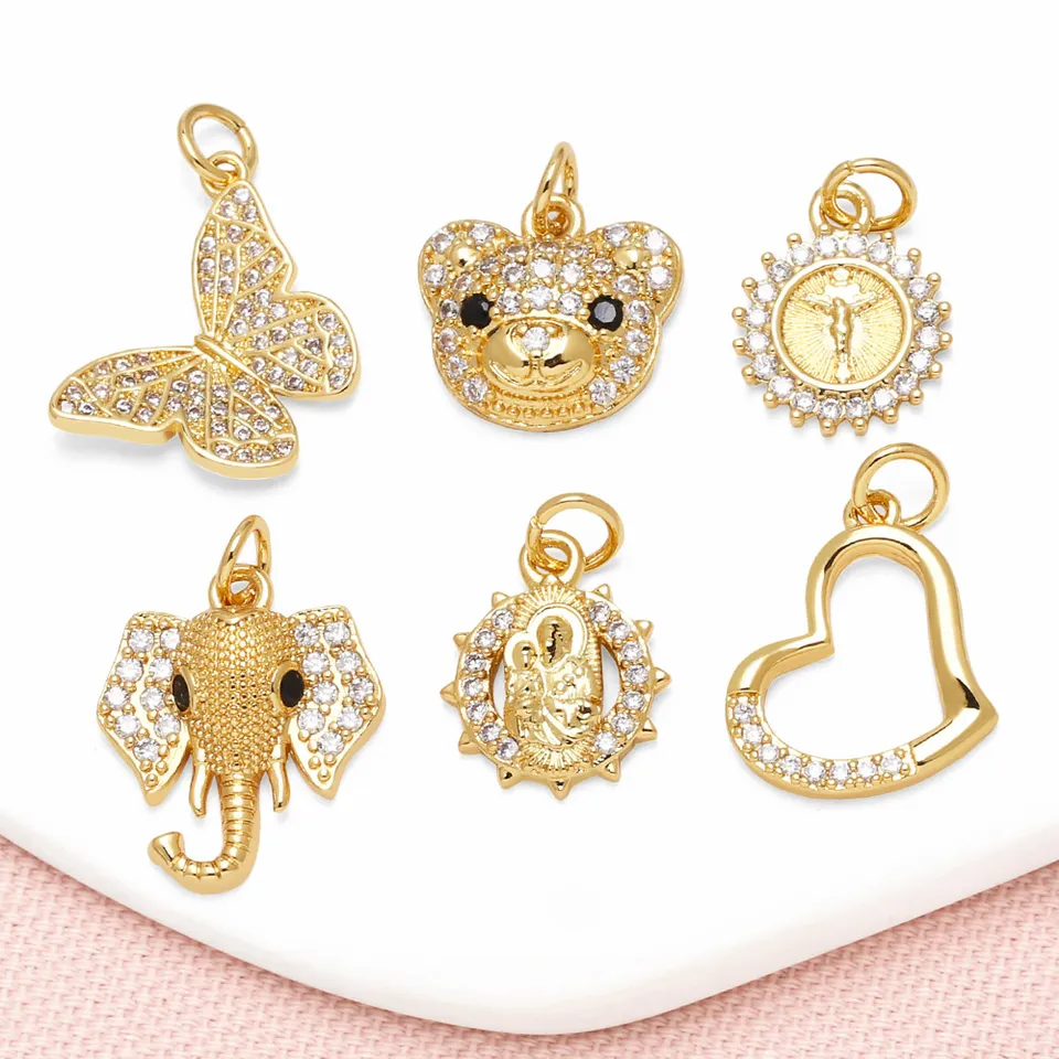 Ocesrio Trendy White Crystal Butterflies Kúzla pre náramok medený zlatý slon slon dijes para bisutería chma315