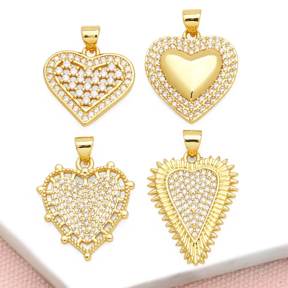Ocesrio Trendy White Crystal Hollow Heart Prívesok pre náhrdelník medený zlatý lak s poľským srdcom