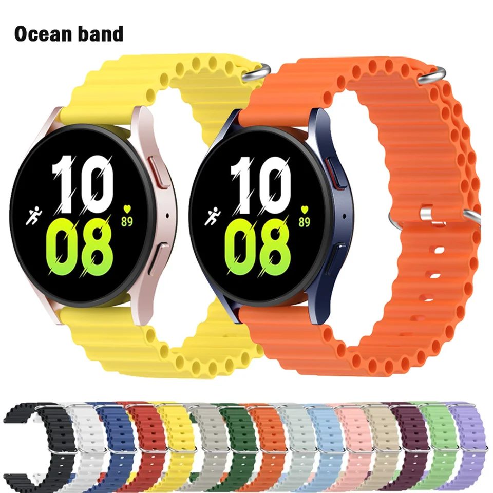 Oceánske pásma pre Samsung Galaxy Watch 7-6-4 Classic/5-Pro/Active 2/Gear S3 Silikón 22/20 mm náramok Huawei GT 4-3-2 hodinky hodiniek