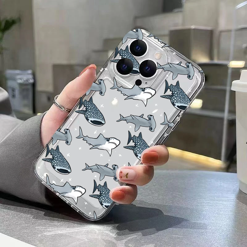 Oceánsky žralok delfíny Rybie Clear Case pre Samsung A73 A72 A71 A55 A52 A51 A50 A50 A33 A32 A31 A31 A30 A24 A23 A22 A13 A13 A12 A12 A05 5G Cake