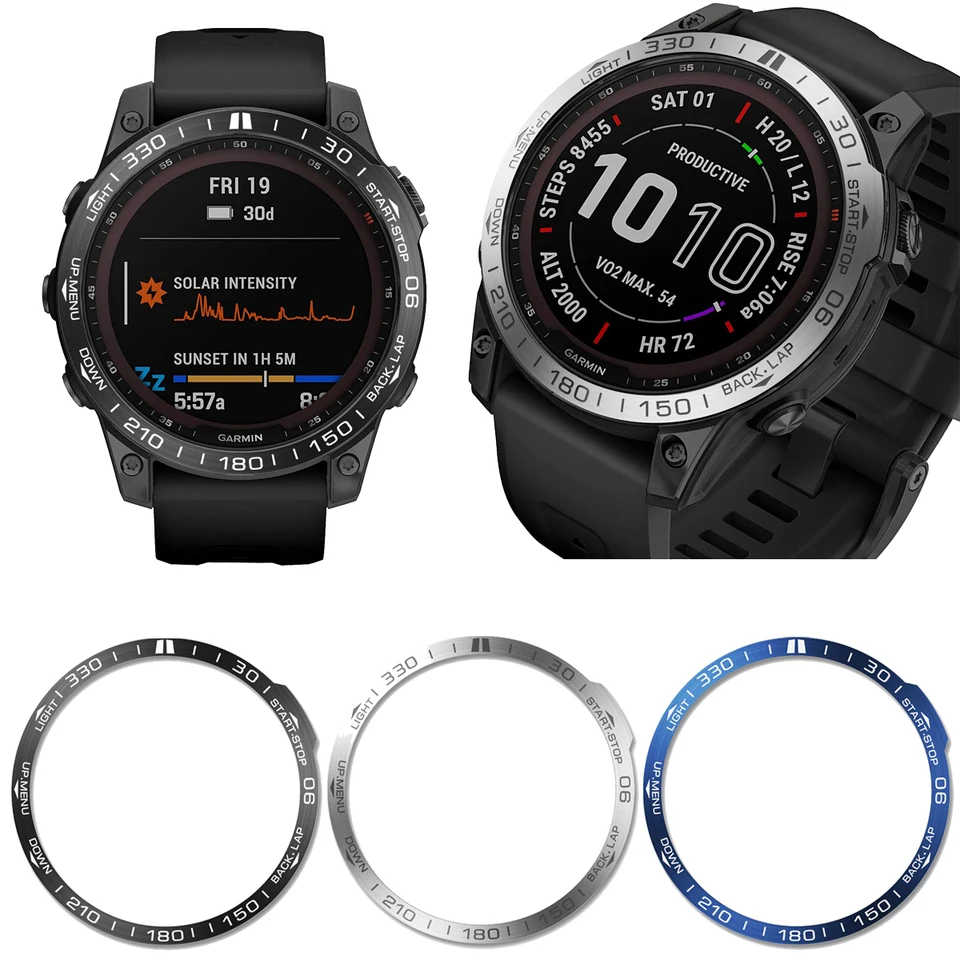 Oceľové puzdro pre Garmin Fenix ​​7 Smart Watch Ring Ring pre Garmin Fenix ​​7s Styling Adhesive Anti Scratch Metal Cover Adsessories