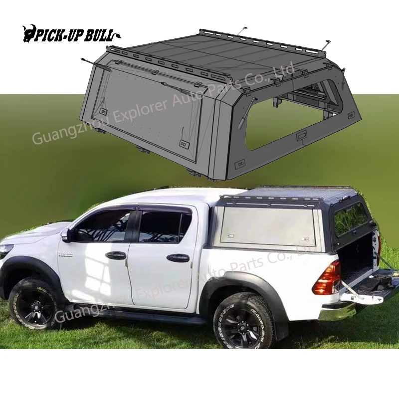 Oceľový pickup pre hilux revo rocco vigo s tromi dverami Topper Topper Camper Bed Tonneau Cover pre Hilux Canopy