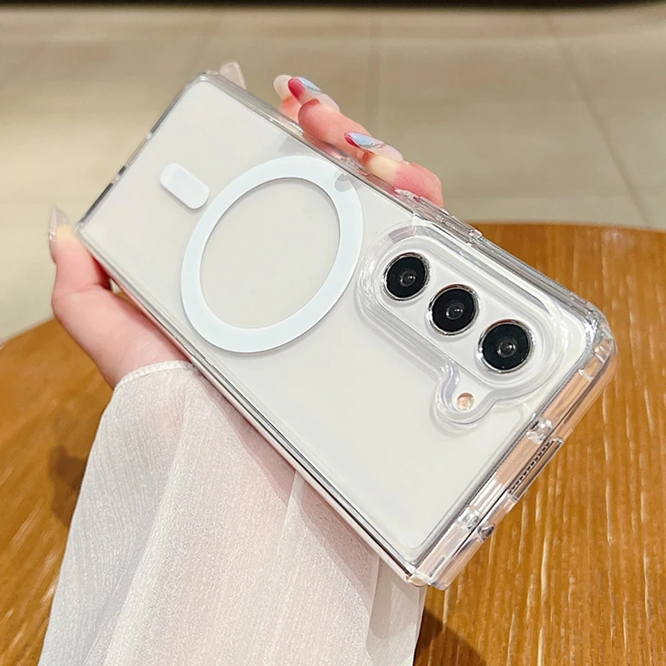 Ochrana Armor Armor pre Samsung Z Fold 6 5 4 3 5G Pre magsafe bezdrôtové nabíjanie číry kryt akrylového telefónu