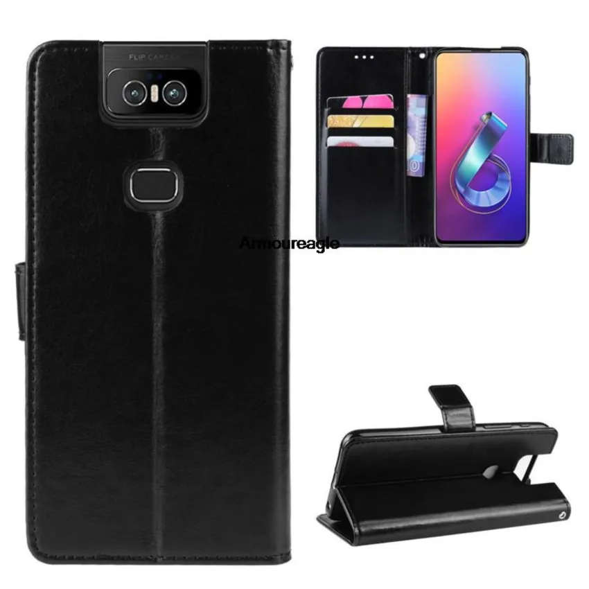 Ochrana ochrana pre ASUS Zenfone 6 ZS630KL PASE FLOW TELELE PANEZPLOŽKA PRE ZENFONE 6Z ZS630KL PASION STAND Držiteľ funkcie karty