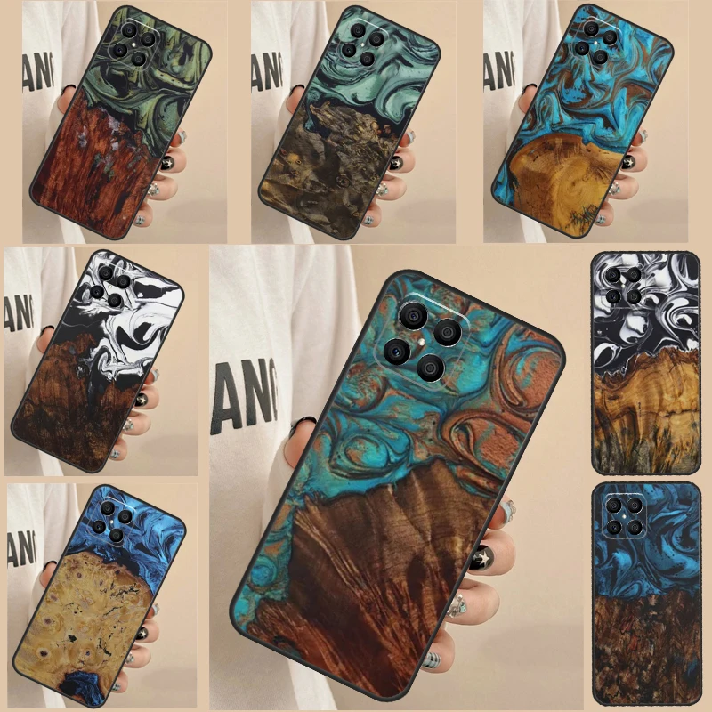 Ochranná fonda Wood Resin Traveler pre Honor Magic 5 4 Lite Pro X6A X7A X8A X9A Honor X8 X9 8x 9x 10 50 70 90 Lite Case