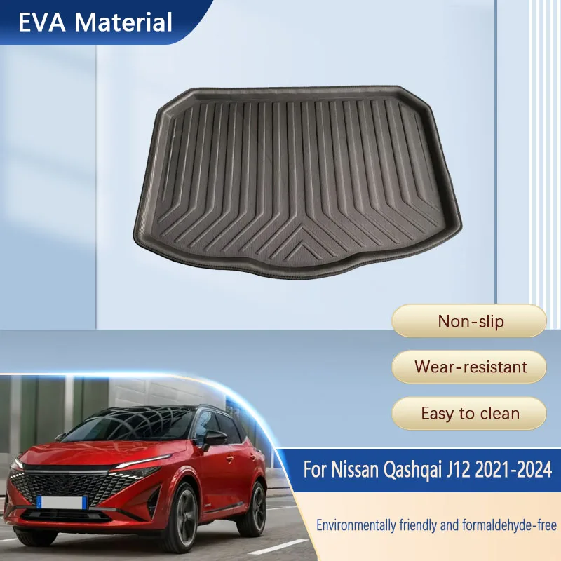 Ochranná podložka pre kmeň pre kmeň pre Nissan Qashqai dualis J12 2021 ~ 2024 Protiwear Mat Car Cover Auto Boot Boot Cieva koberce Automatické príslušenstvo