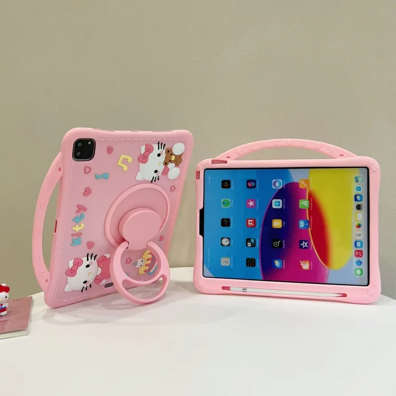 Ochranné puzdro Sanrio Hello Kitty pre iPad Air 3 4 5 10th 10.9 2024 Mini 6 Pro 11 Cartoon s rotačným krytom rotujúceho silikónu pera