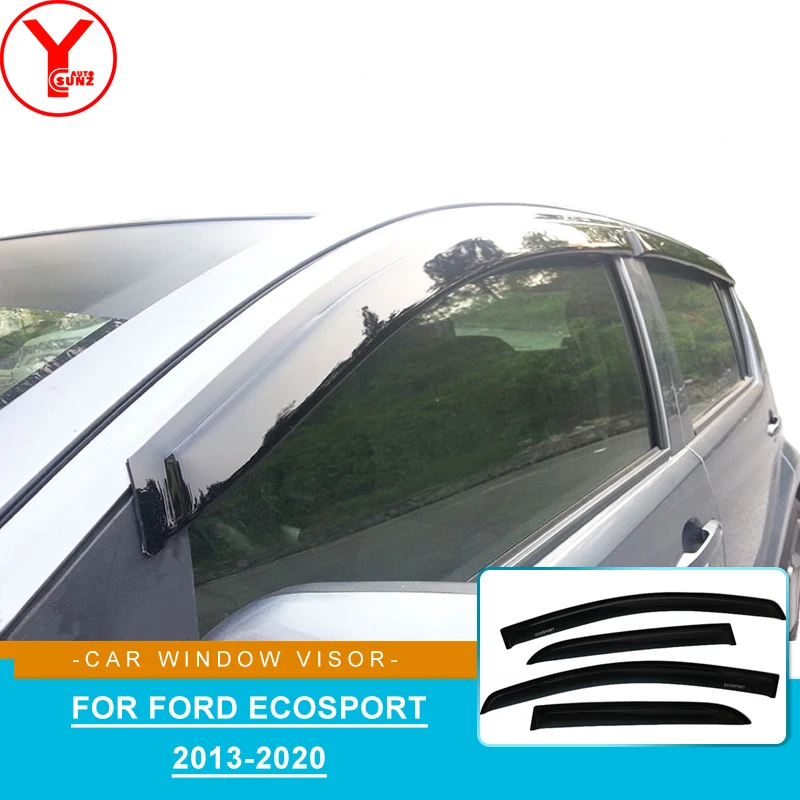 Odchyľovače bočného okna pre autá Černé sklo veterného štítu Protector Dažďový ochranný kryt pre EcoSport Accessories 2013-2020 2015 2016