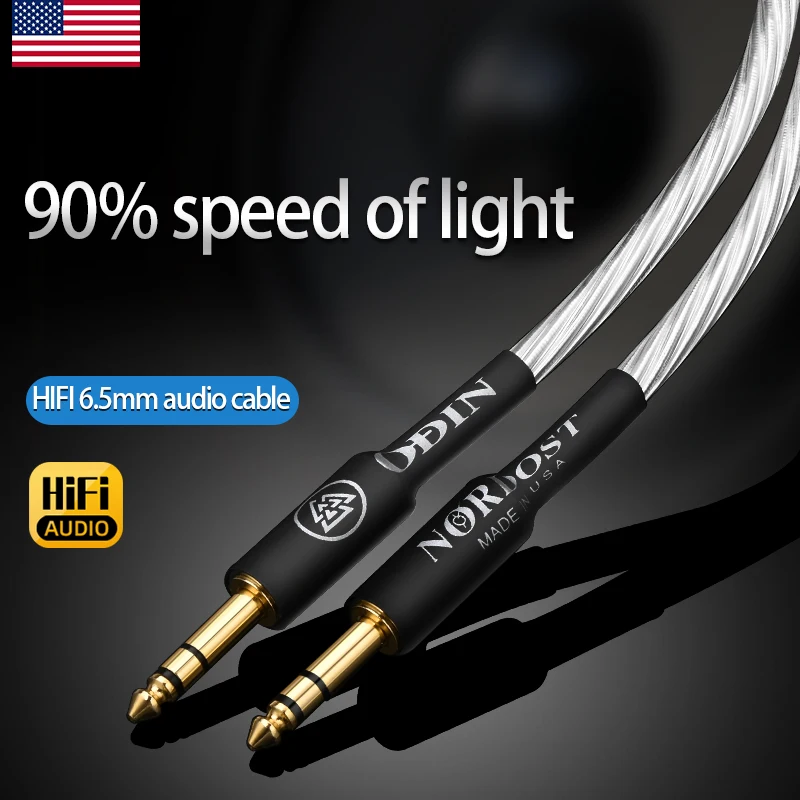 Odin Hifi 6,5 mm Jack Audio Cable Pure Silver 6,35 mm (1/4) TRS Stereofónny samec k mužskému káblu pre zosilňovač gitarového mixéra