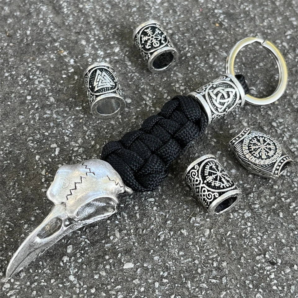 Odin Raven lebka Viking Keychain Paracord Norse Crow Skeleton Keyring Runes Runy Purchory Doplnky šperky