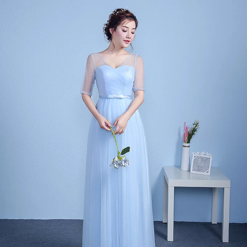 Odmietnuť návrat J90 Sladké 4 štýly modré večerné promócie Dlhé šaty Žena Vestidos sieťovina Tulle siete svadobné spoločenské šaty