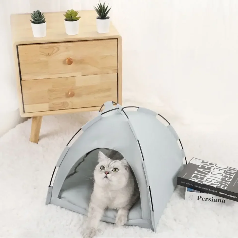 Odnímateľná domáce zvieratá posteľ mačací vankúše umývateľná mäkká mačka teepee lôžko priedušná polyester mačky dom kemping