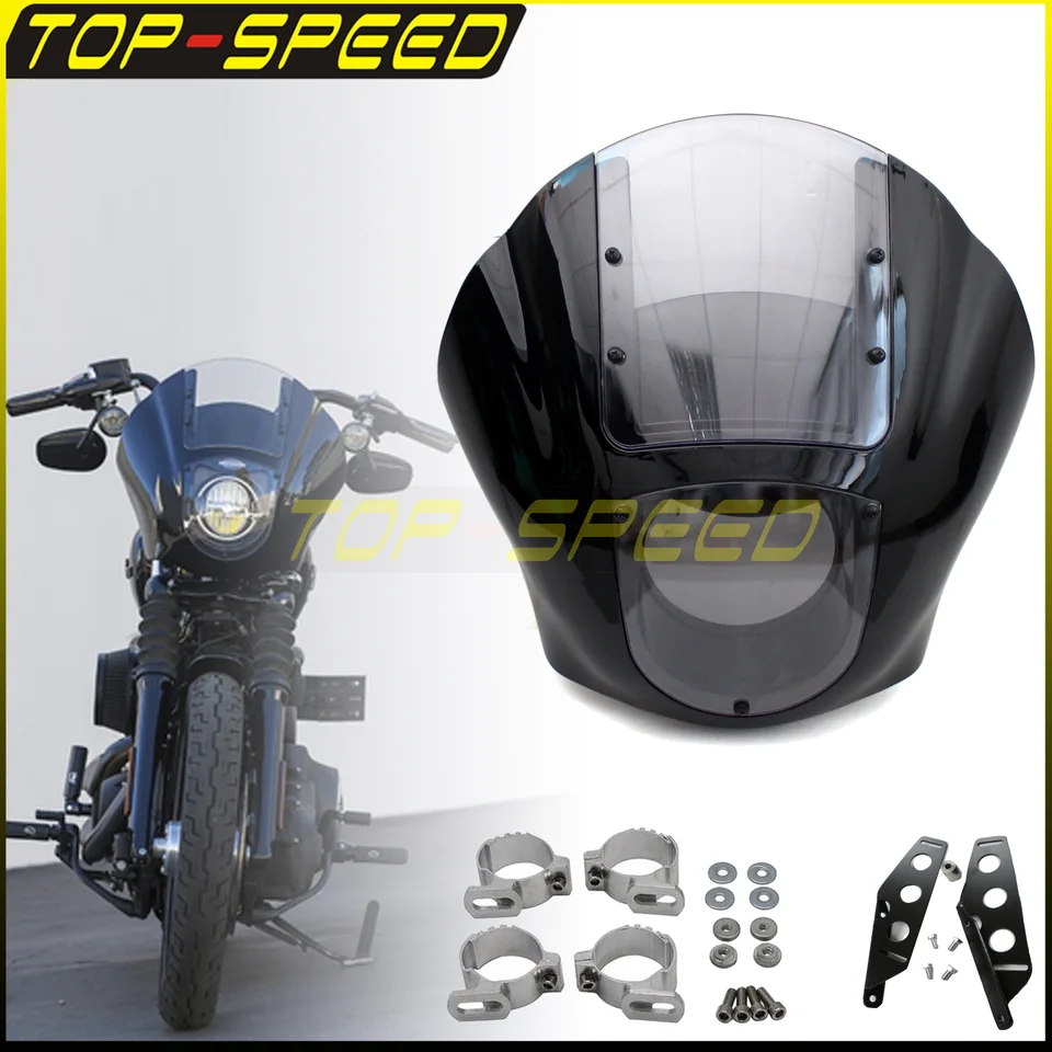 Odnímateľná štvrť kapotážna veterná vidlička Mount Bracket pre Harley Dyna Chopper Cafe Racer Street Bob Low Rider Sportster