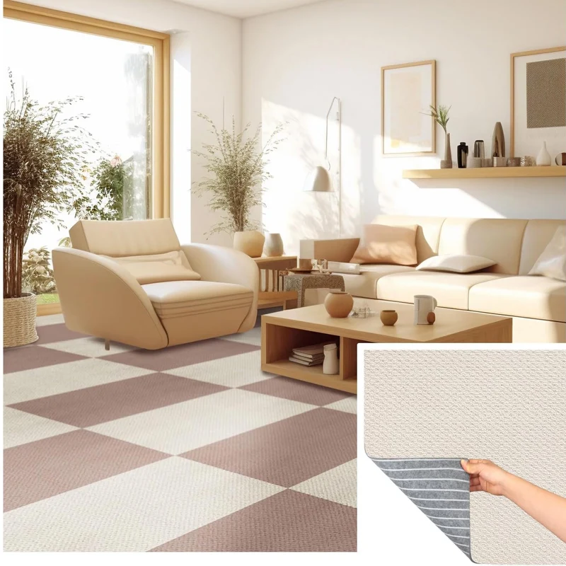 Odnímateľné kobercové dlaždice mäkká slučka Pile povrch Neadhézne DIY modulárne s nekĺzavým čalúneným zadným balkónom dekorácie podlahy