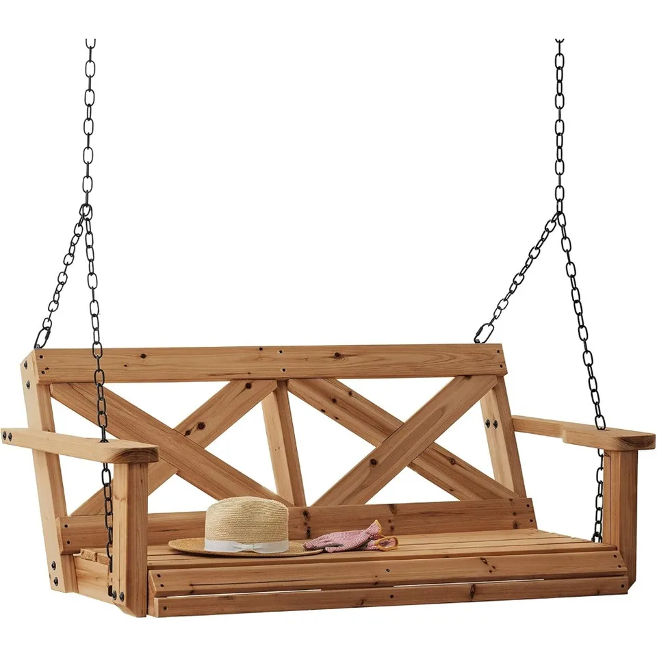 Odolný Cedar Farmhouse Vonkajší veranda Swing s reťazou, vodou odolnou, verandou, terase, sedenie dvoch osoby