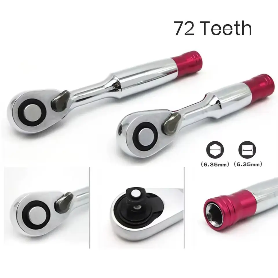 Odolný kľúč z krútiaceho momentu CR-V 72 zubov 85 mm/100 mm 1/4 '' soketový kľúč 2-v-1 Spanner vozidlo Bicykel Bicykel
