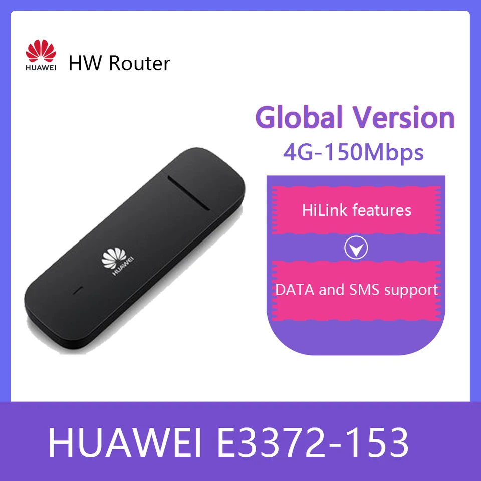 Odomknutý Huawei E3372 E3372-153 150MPBS 4G LTE USB Dongle Modem +2pcs anténa E3372S-153