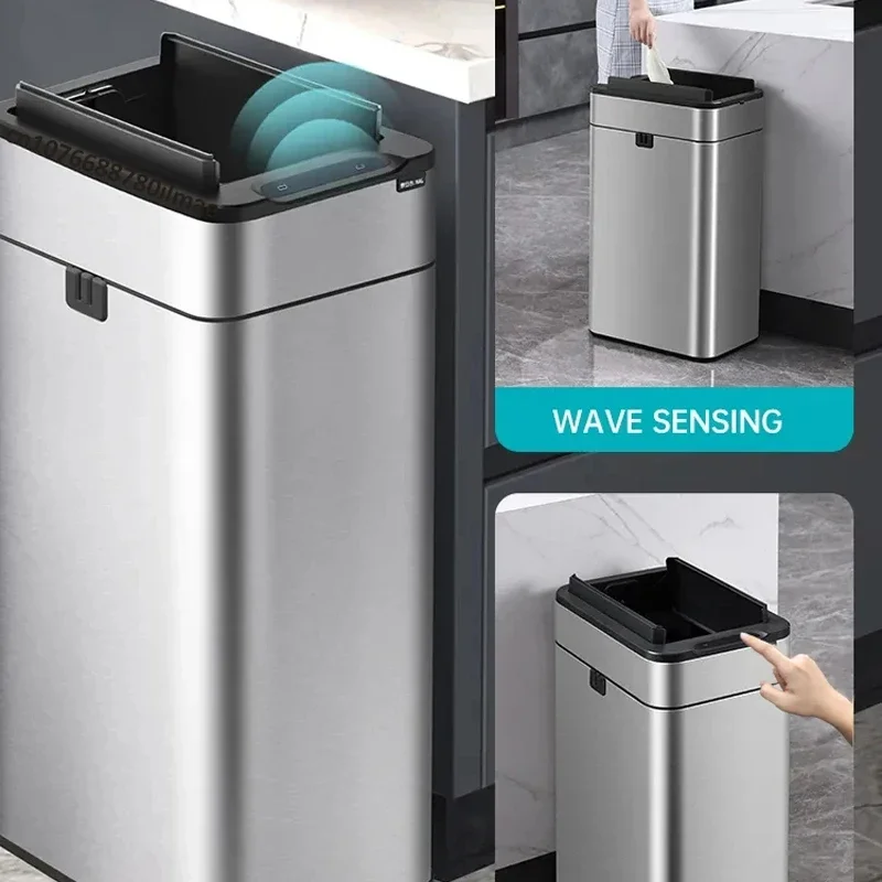 Odpadový košík s 20-litrovým odpadom Can Castless Ocel Veľký kuchynský odpad Can Smart Trash Can Can 20l 15L 15L potravinového odpadu Automatický senzor
