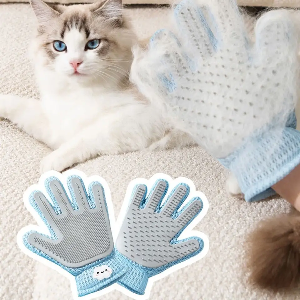 Odstráňte plávajúce vlasy mačacie rukavice obojstranné mäkké silikónové psie vlasy Remover Elastic Uzatvorenie zápästia Anti-Scratch