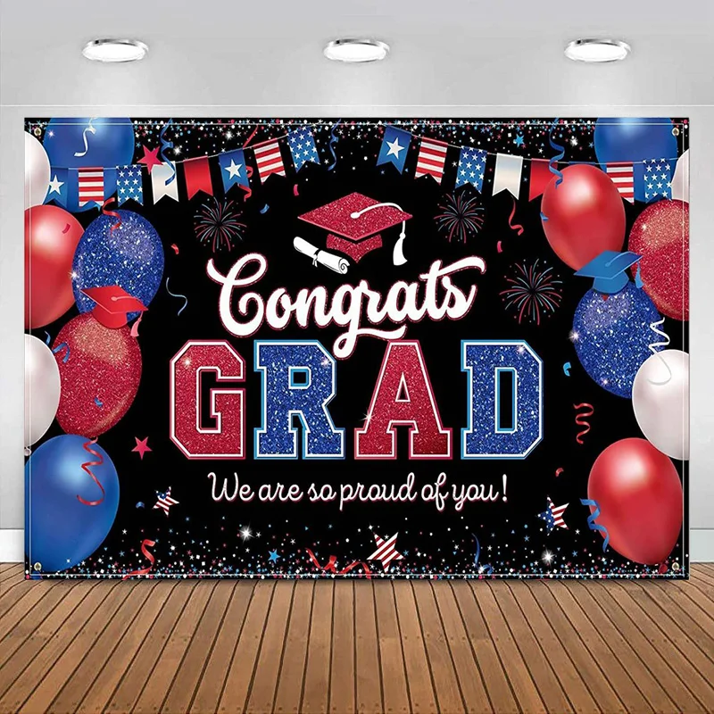 Odstupňovacia strana Prom Prom Stage Decorácie Gratulovanie Grad Banner School Red and Blue Sme na vás hrdí
