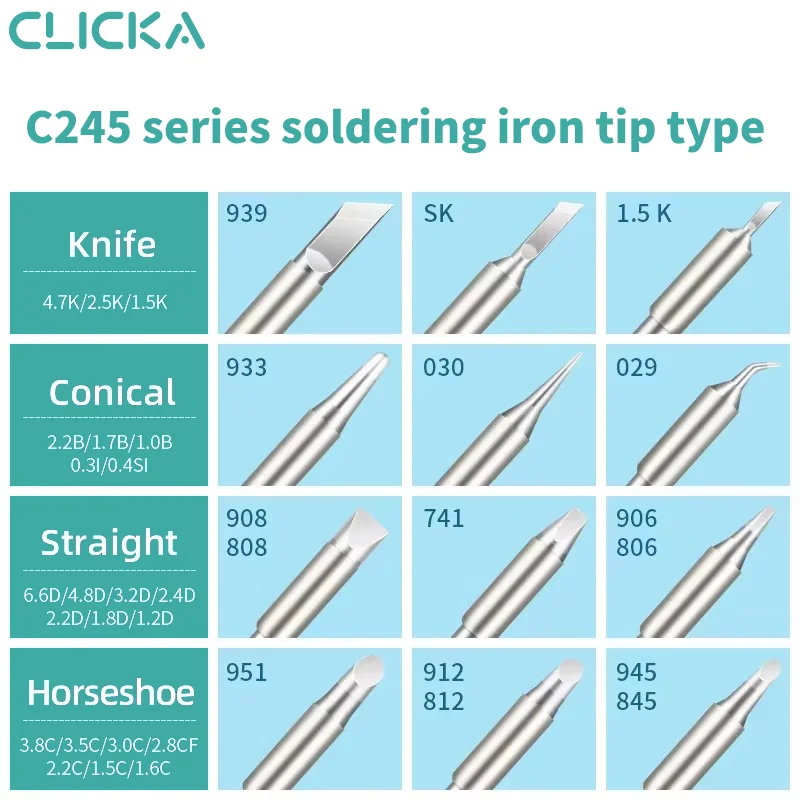 OEM C245 Spájkovanie železných špičiek Chisel/Barrel/Knife Cabtridge C245-055/789/939/955 Kompatibilné nástroje JBC T245