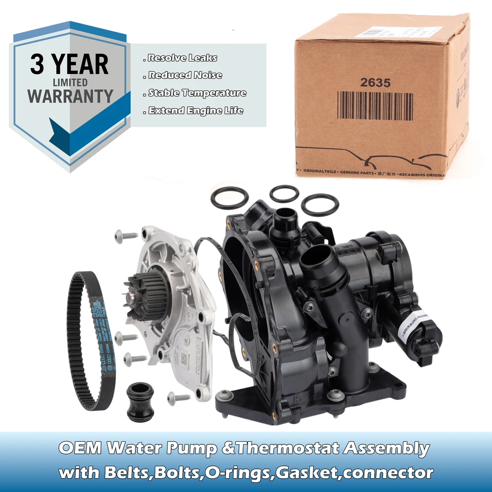 OEM EA888 MK3 Vodné čerpadlo Termostat Zostava 06l12111h, 06L12111g, 6L121011b pre VW Golf, Passat, Tiguan, Audi A3/A4/A5/A6/Q5